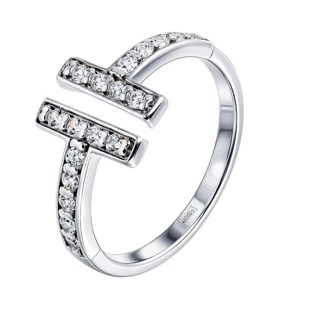 Кольцо с фианитами из серебра 925 пробы