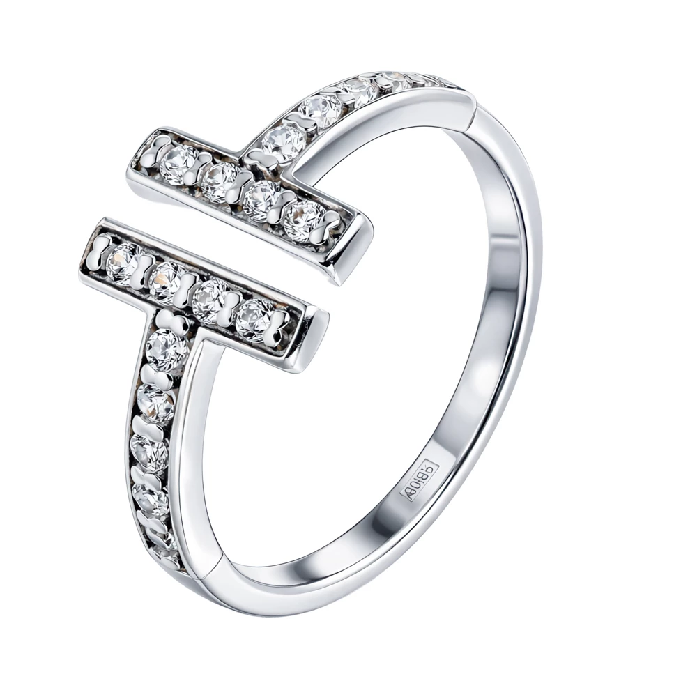 Кольцо с фианитами из серебра 925 пробы