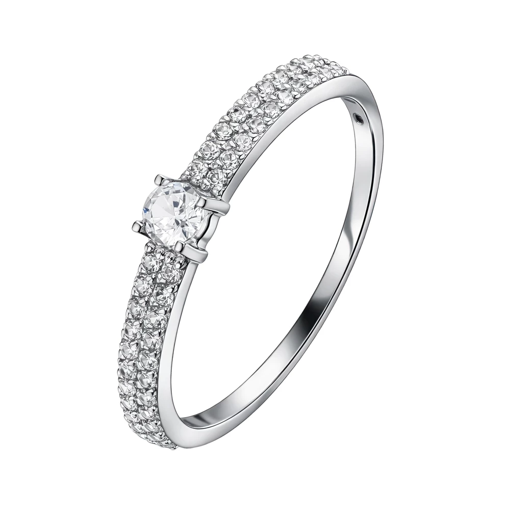 Кольцо с фианитами из серебра 925 пробы