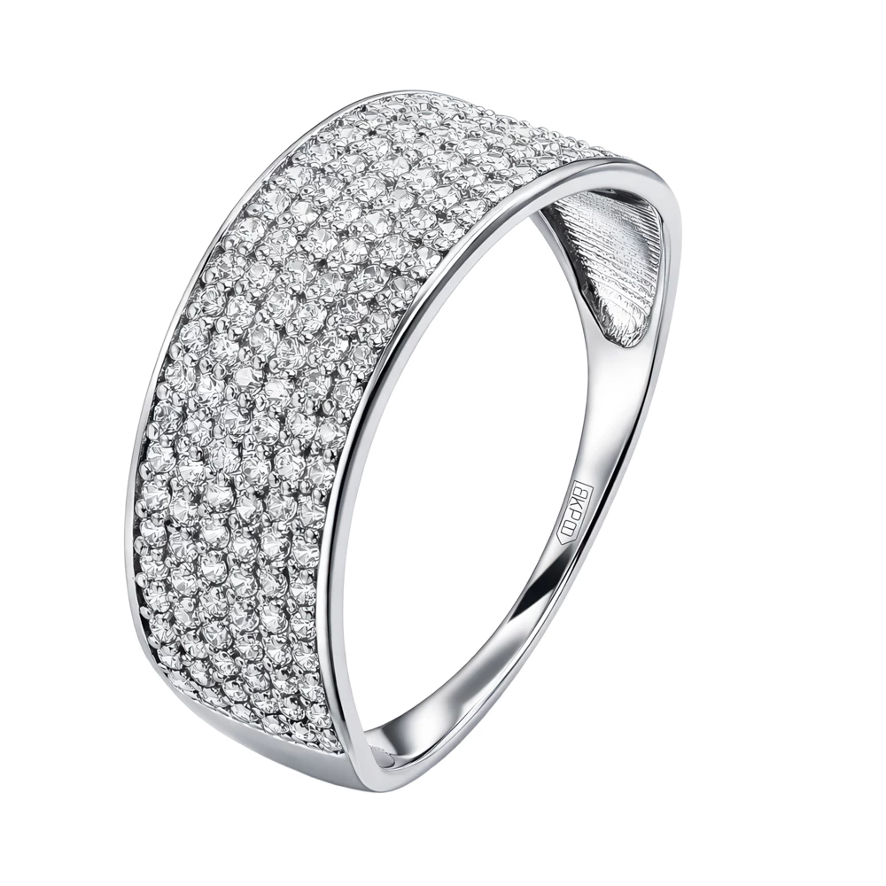 Кольцо с фианитами из серебра 925 пробы