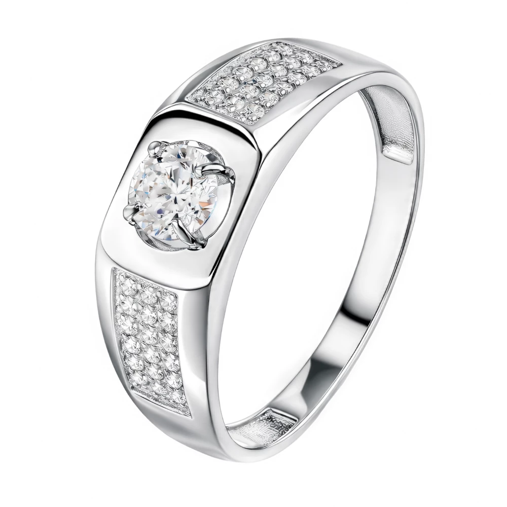 Кольцо с фианитами из серебра 925 пробы