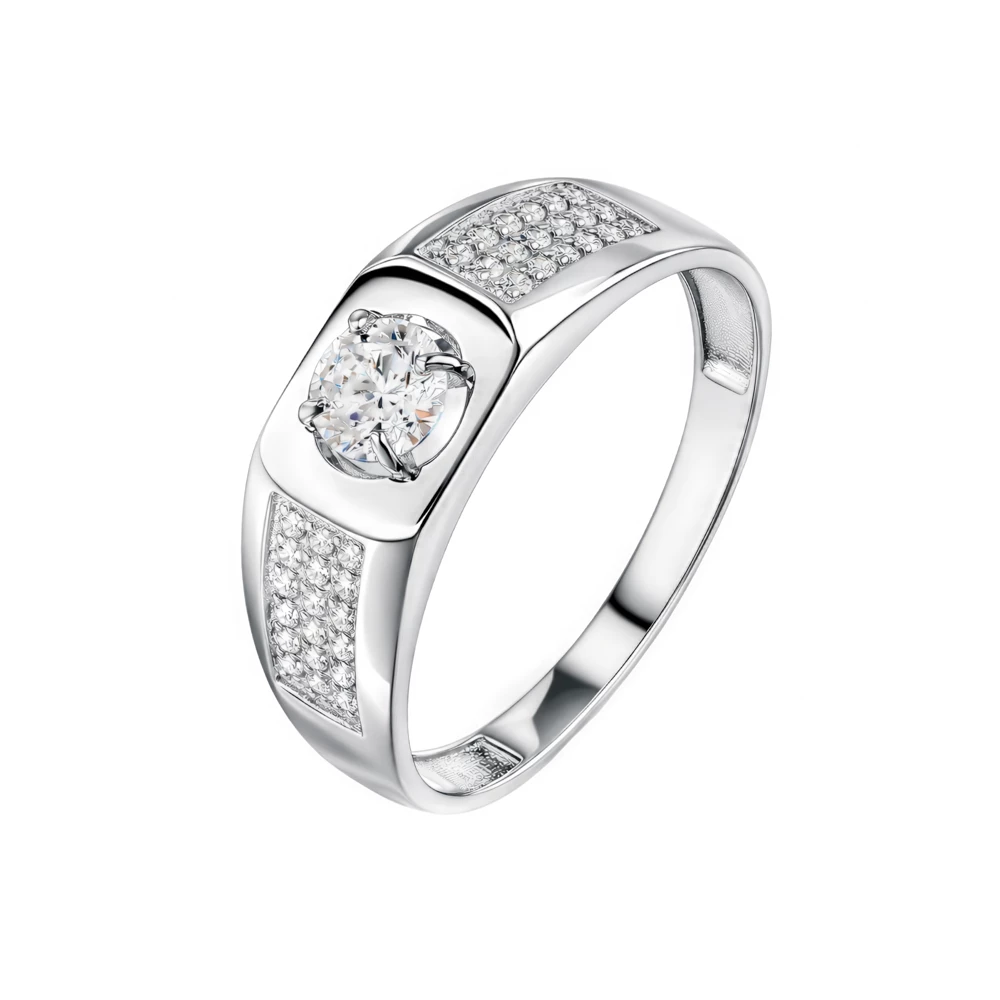 Кольцо с фианитами из серебра 925 пробы