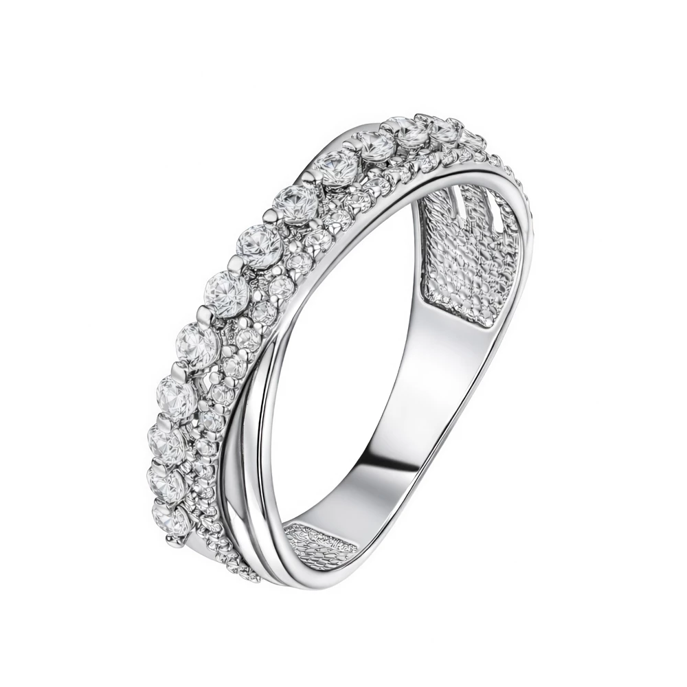 Кольцо с фианитами из серебра 925 пробы