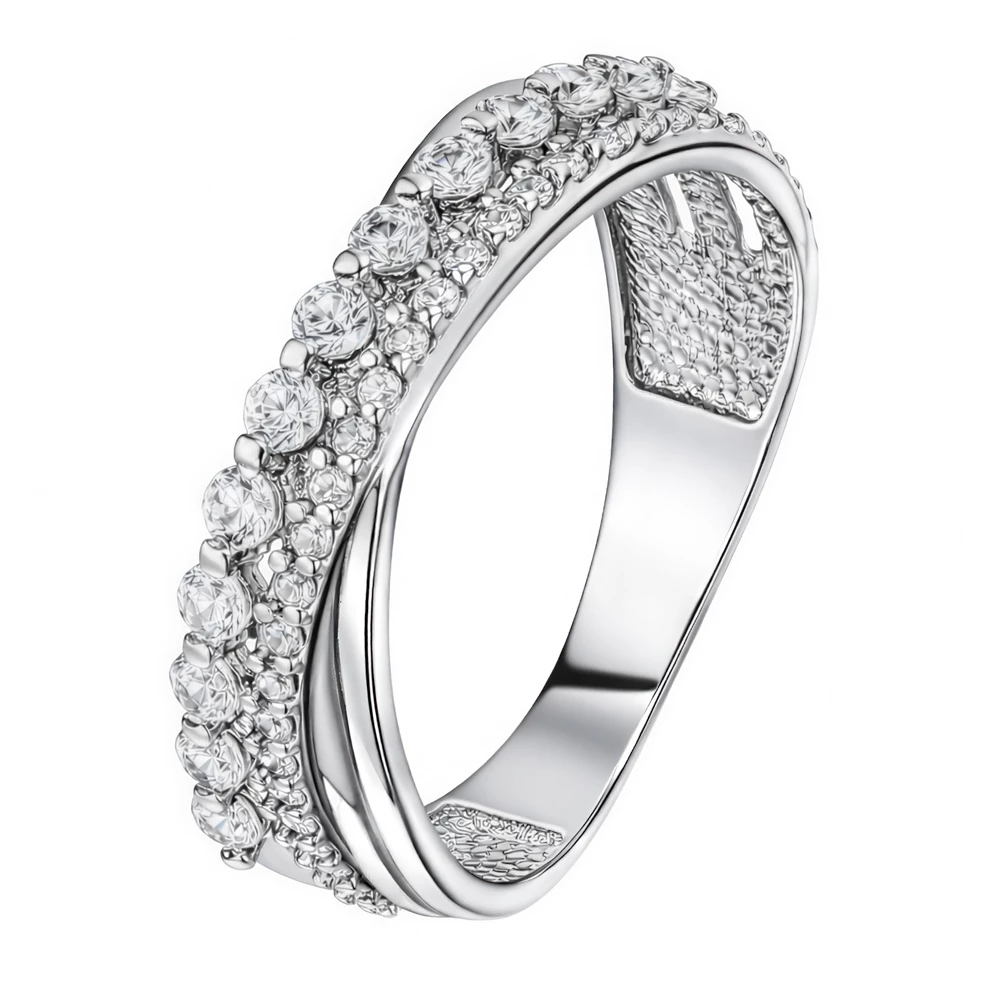 Кольцо с фианитами из серебра 925 пробы