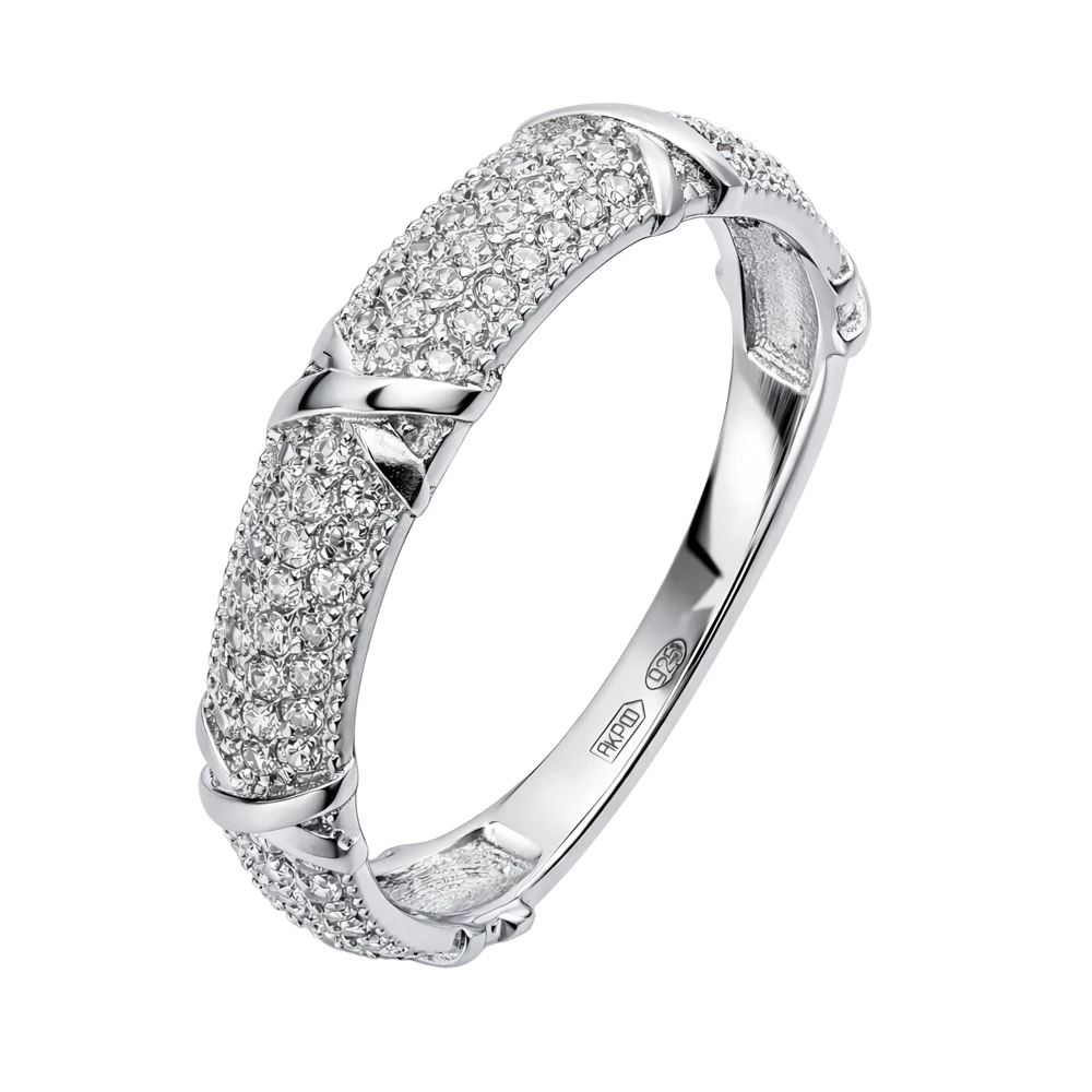 Кольцо с фианитами из серебра 925 пробы