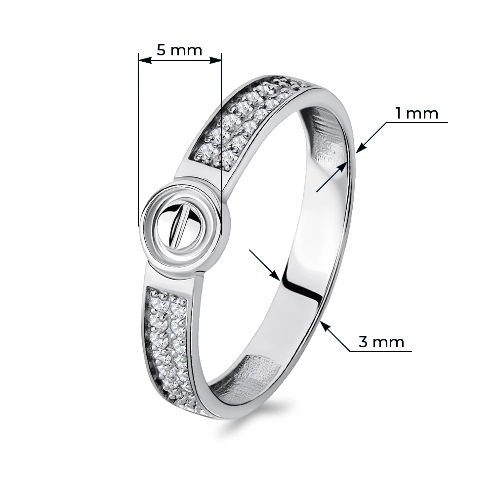 Кольцо с фианитами из серебра 925 пробы