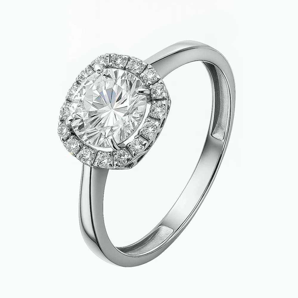 Кольцо с фианитами из серебра 925 пробы