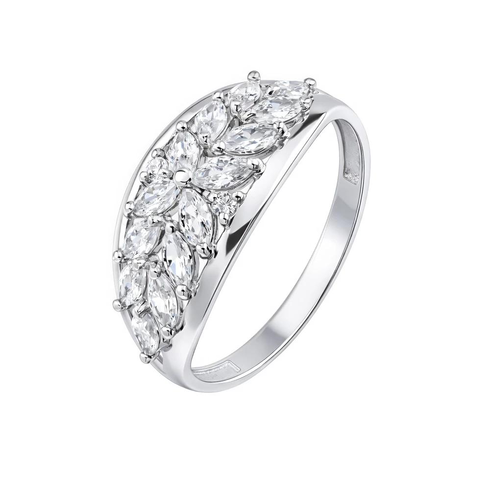 Кольцо с фианитами из серебра 925 пробы