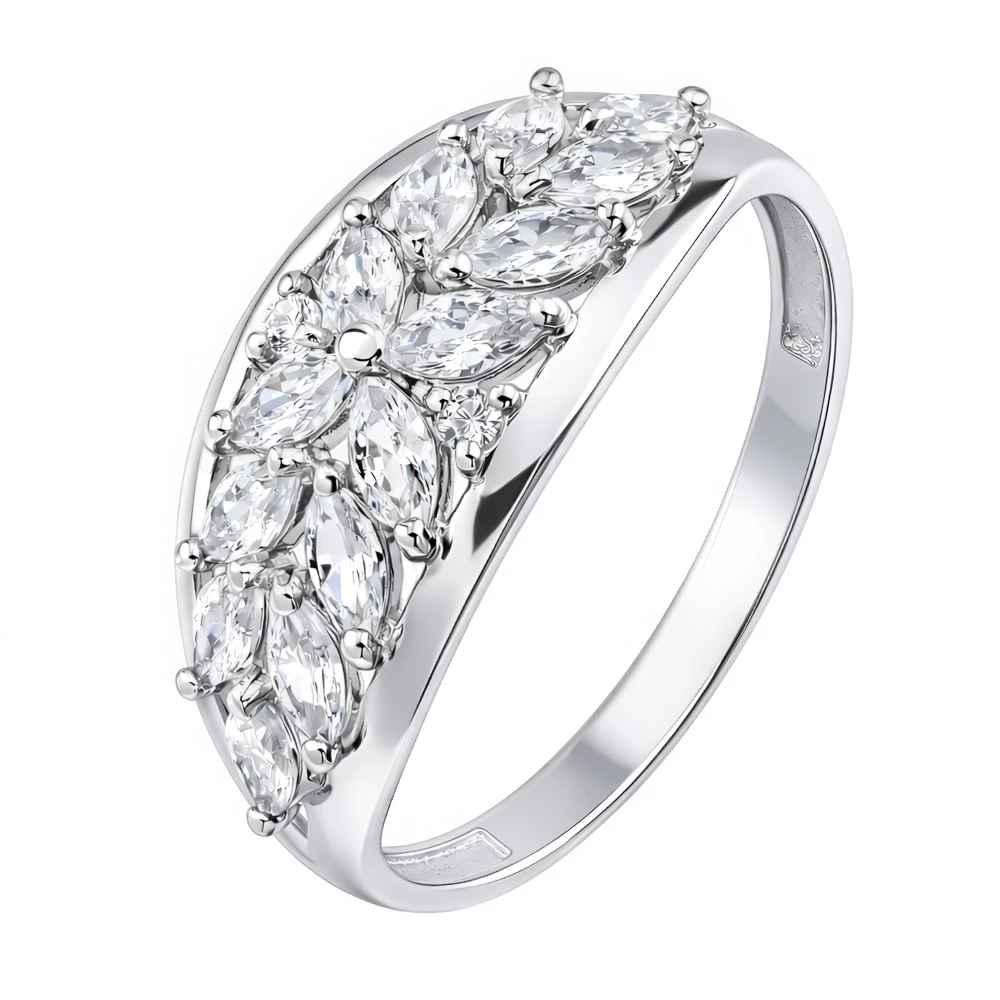 Кольцо с фианитами из серебра 925 пробы