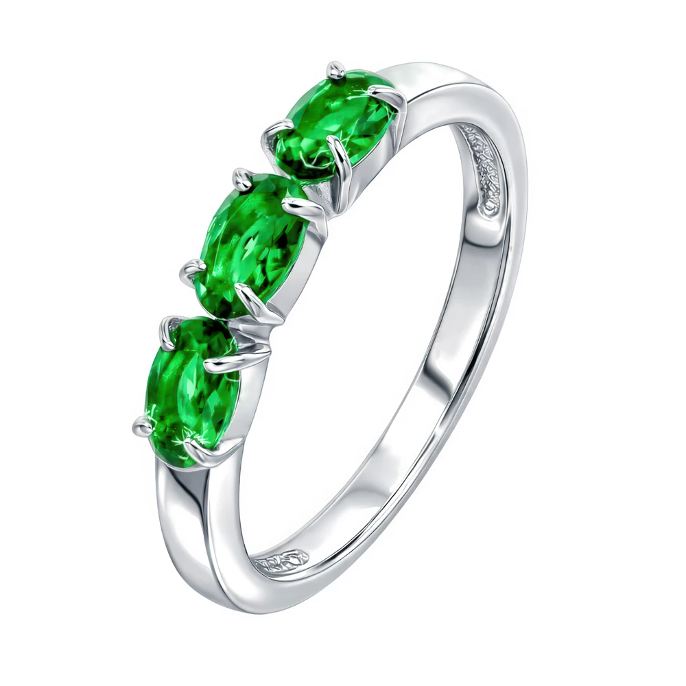 Кольцо с нано фианитами из серебра 925 пробы