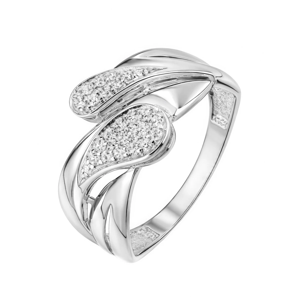 Кольцо с фианитами из серебра 925 пробы