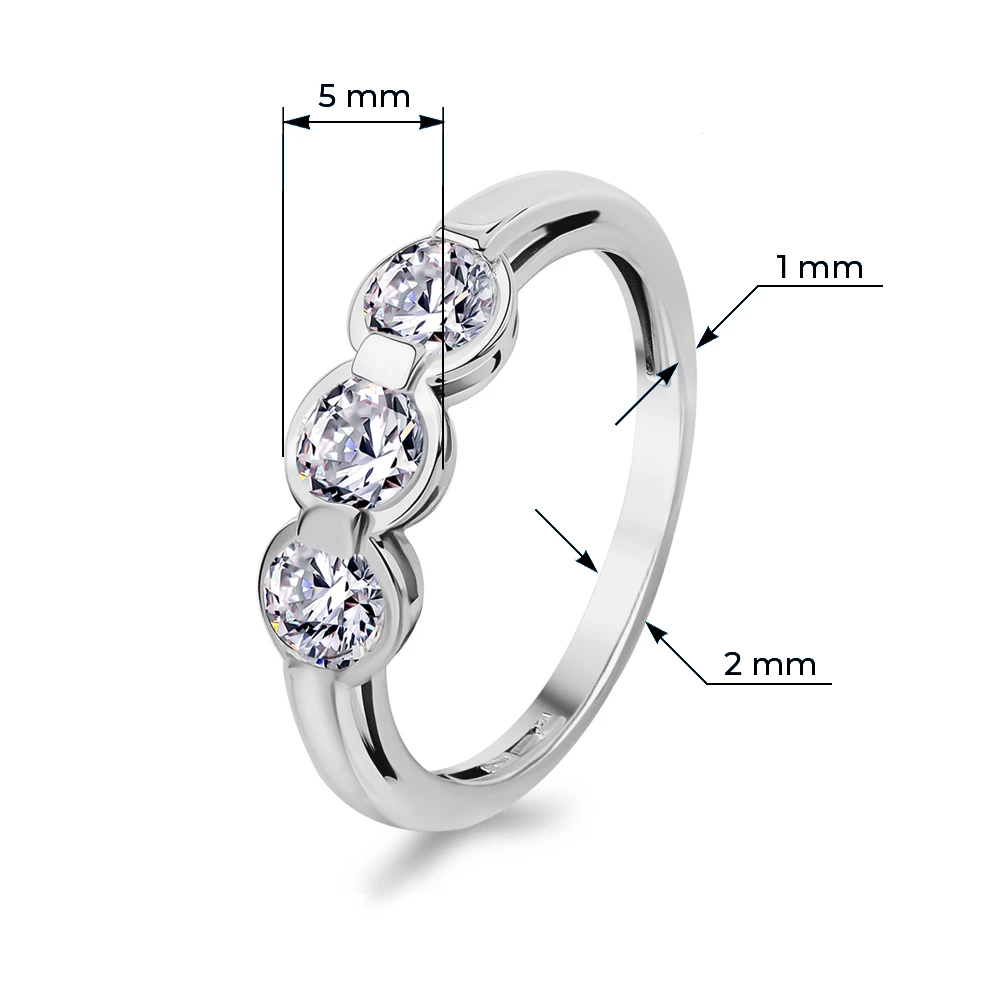 Кольцо с фианитами из серебра 925 пробы