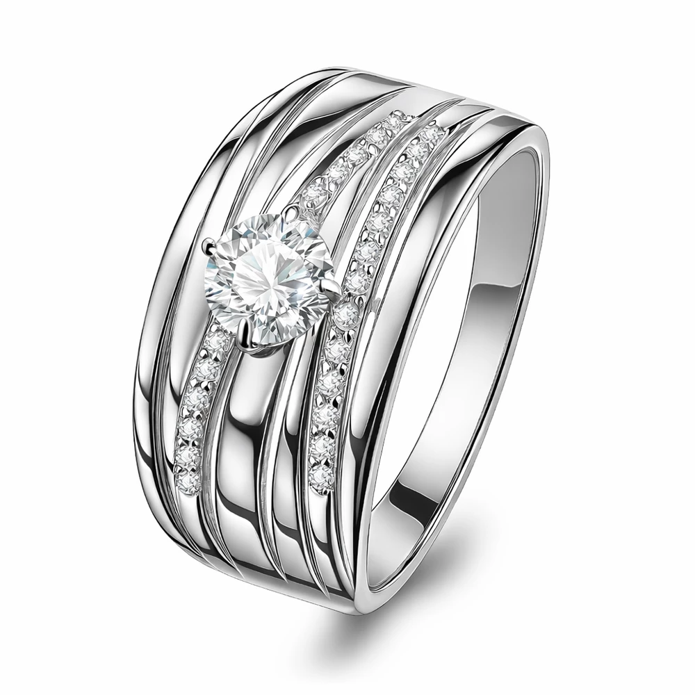 Кольцо с фианитами из серебра 925 пробы