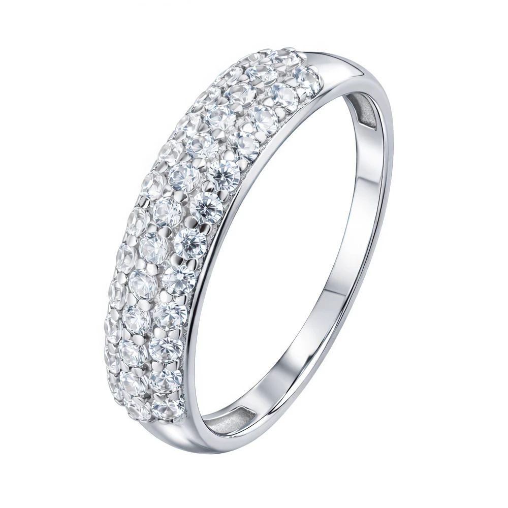 Кольцо с фианитами из серебра 925 пробы