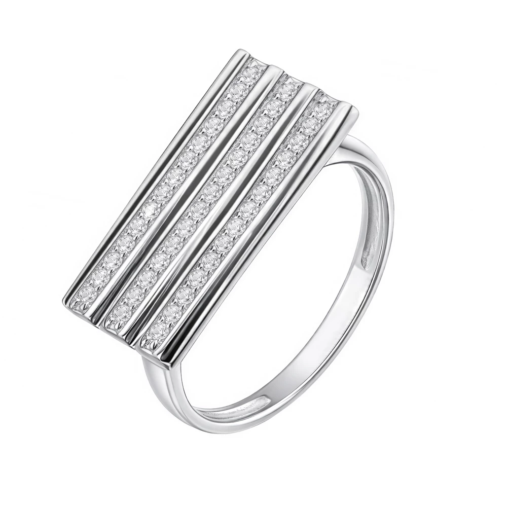 Кольцо с фианитами из серебра 925 пробы