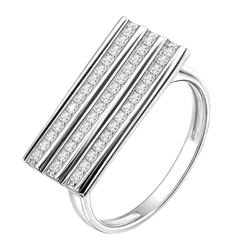 Кольцо с фианитами из серебра 925 пробы