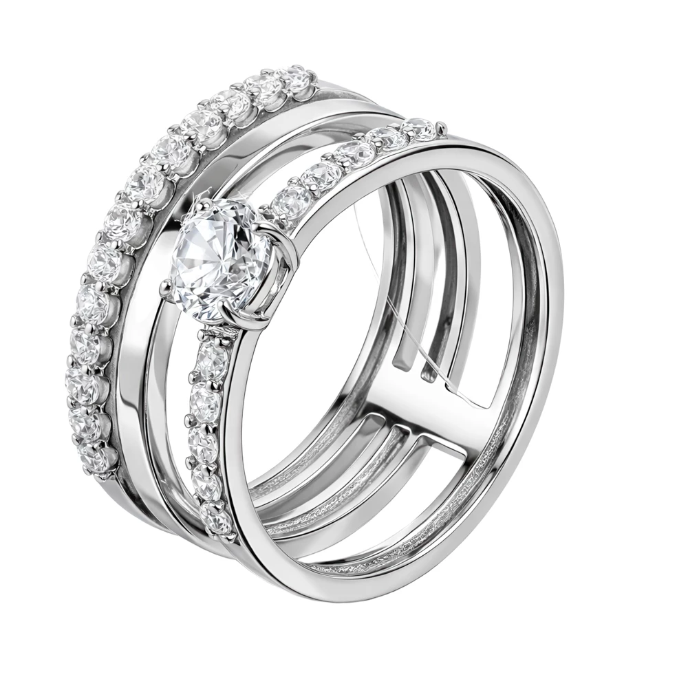 Кольцо с фианитами из серебра 925 пробы