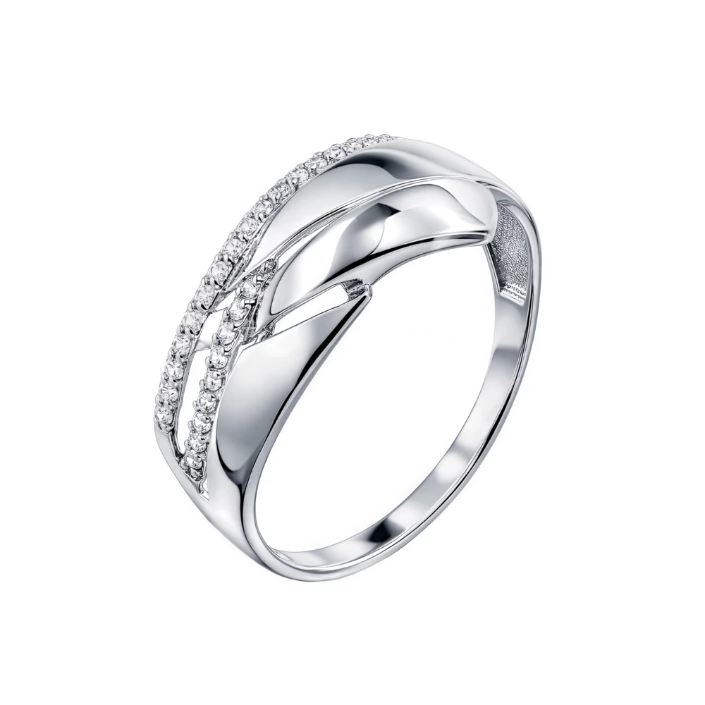 Кольцо с фианитами из серебра 925 пробы