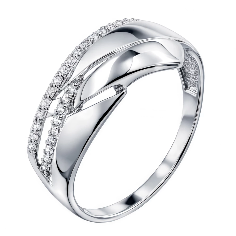 Кольцо с фианитами из серебра 925 пробы