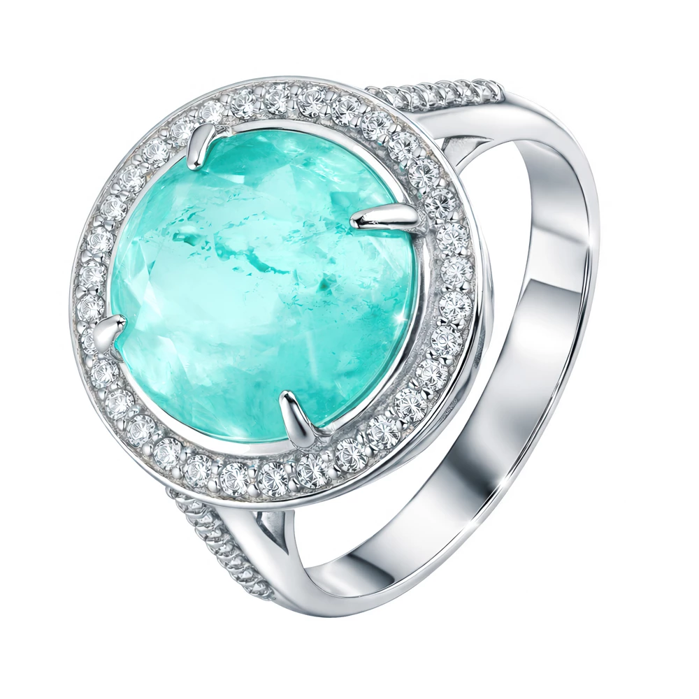 Кольцо с горным хрусталём и фианитами из серебра 925 пробы