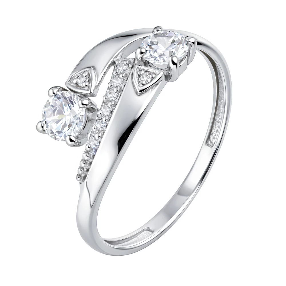 Кольцо с фианитами из серебра 925 пробы