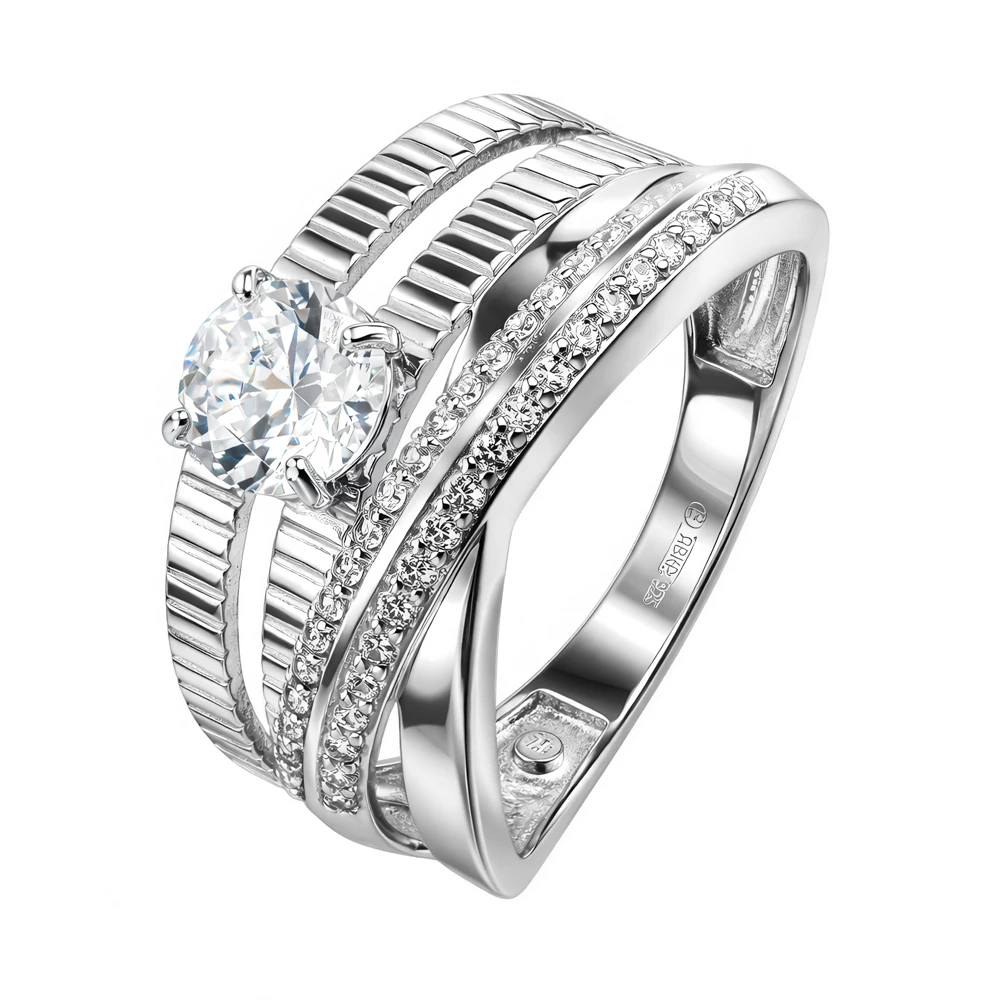 Кольцо с фианитами из серебра 925 пробы