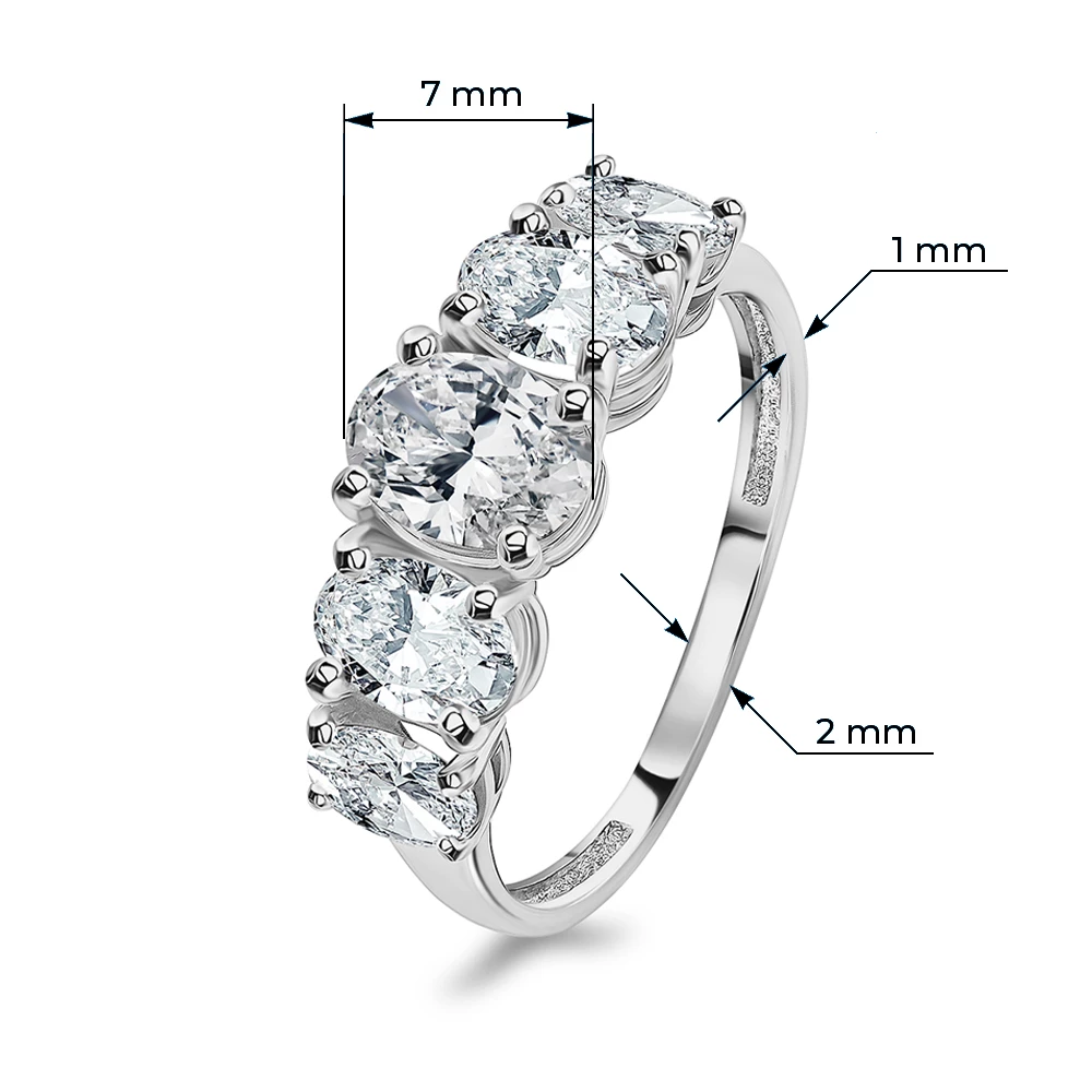 Кольцо с фианитами из серебра 925 пробы