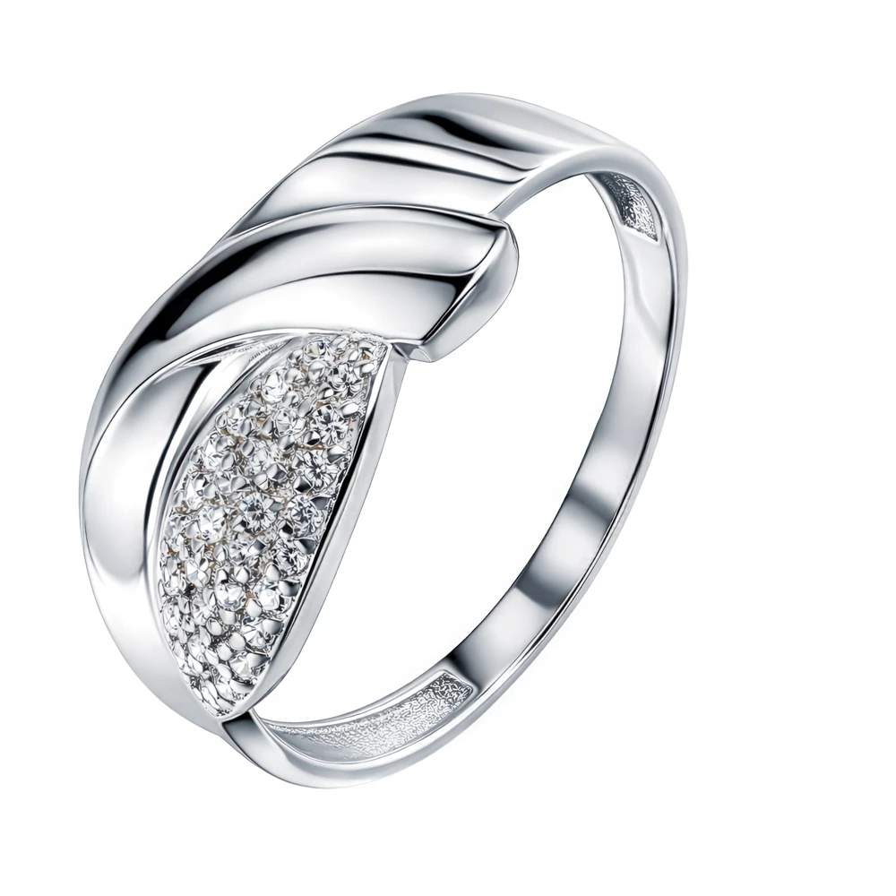 Кольцо с фианитами из серебра 925 пробы