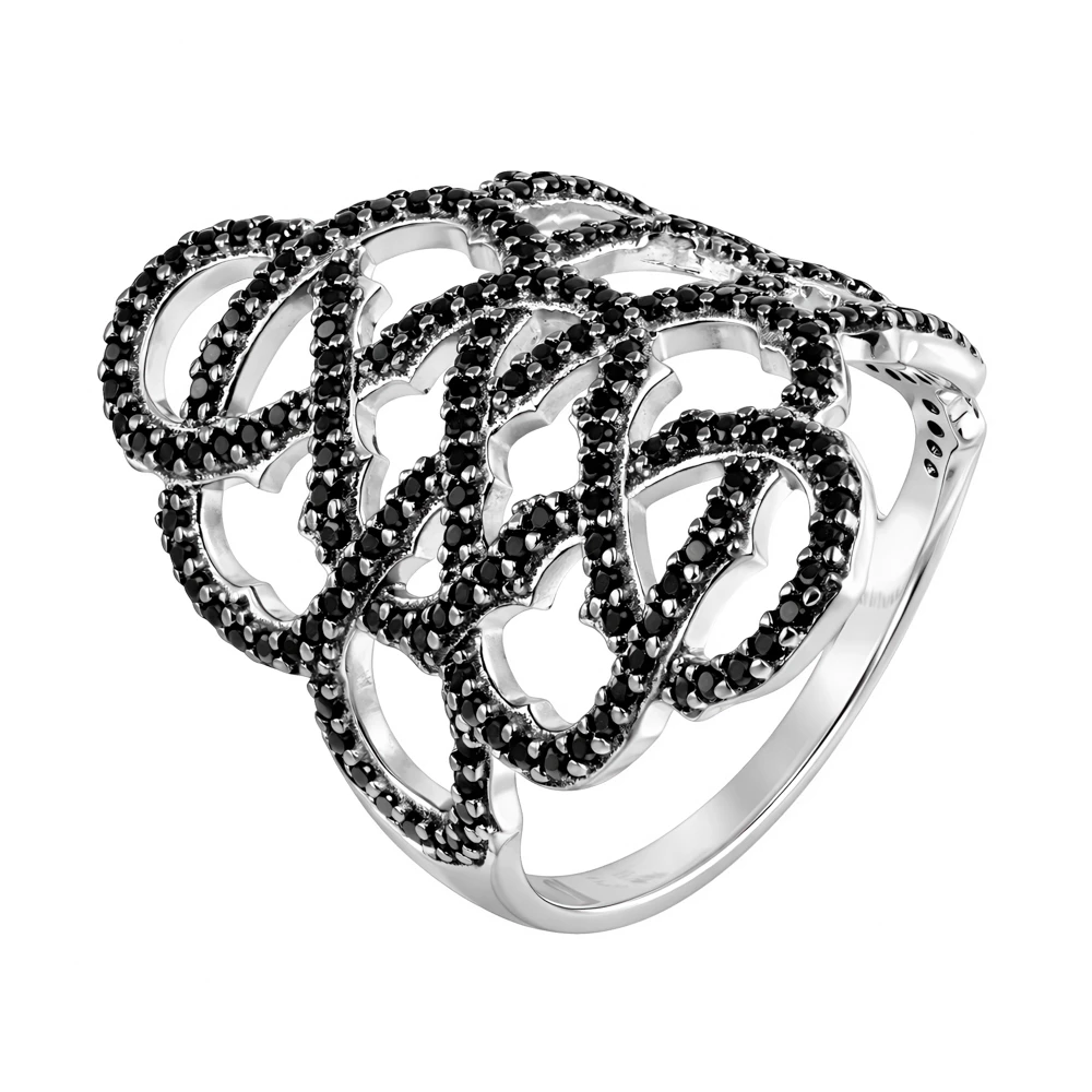 Кольцо с фианитами из серебра 925 пробы