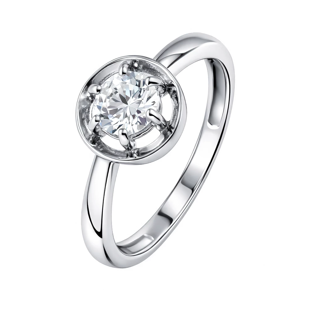 Кольцо с фианитом из серебра 925 пробы