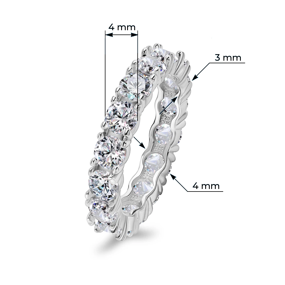 Кольцо с фианитами из серебра 925 пробы