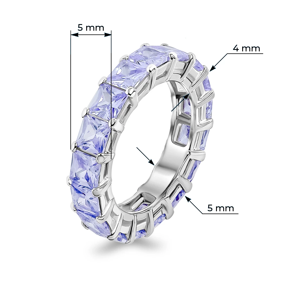 Кольцо с фианитами из серебра 925 пробы