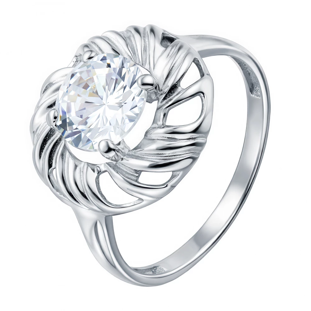 Кольцо с фианитом из серебра 925 пробы