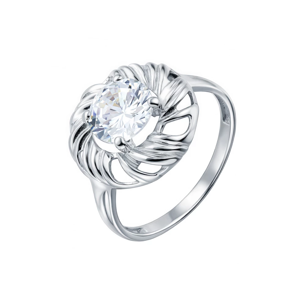 Кольцо с фианитом из серебра 925 пробы