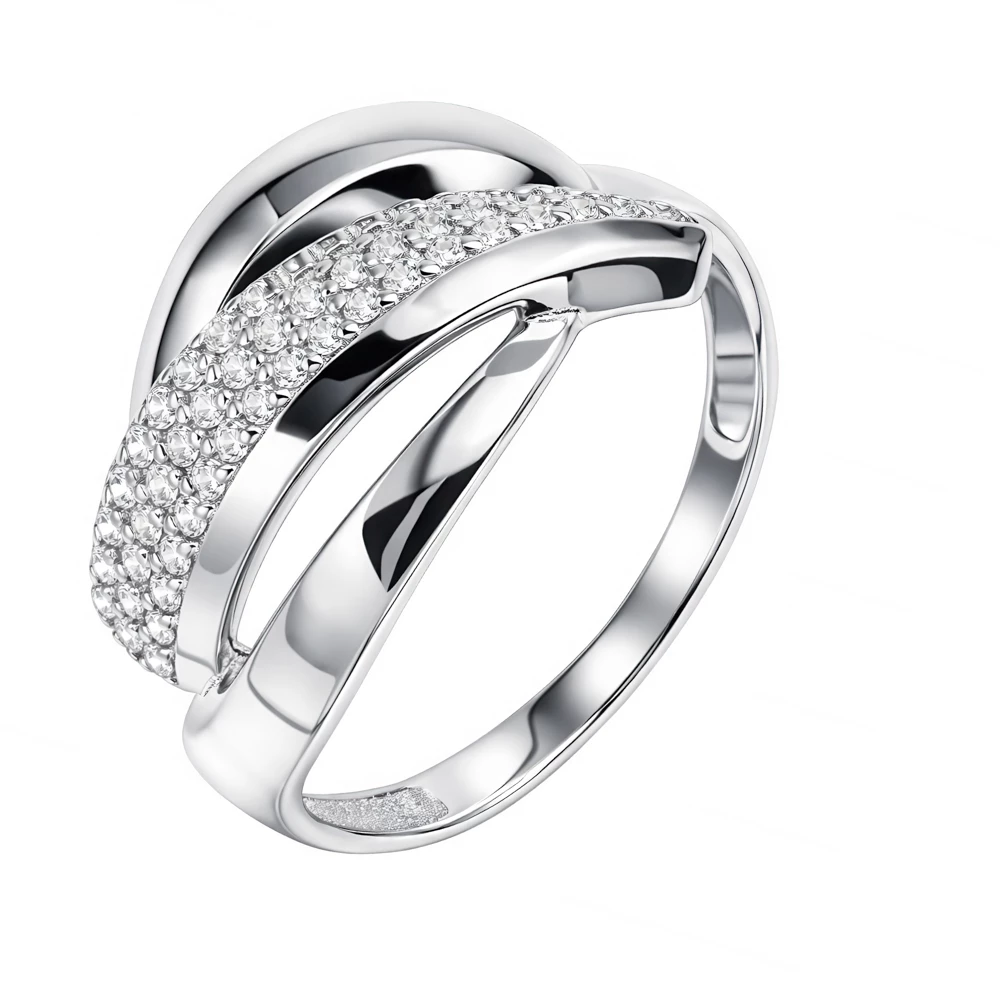 Кольцо с фианитами из серебра 925 пробы