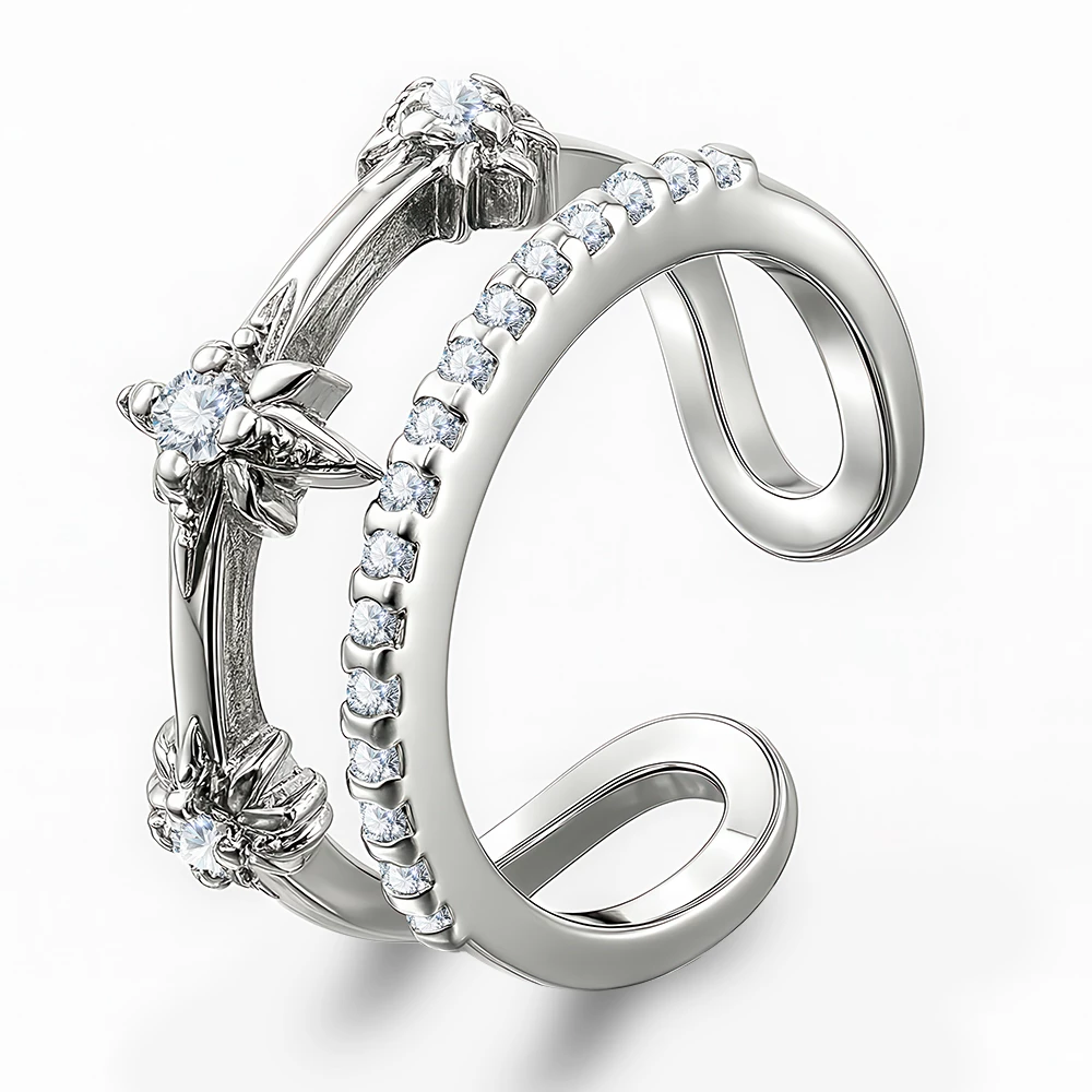 Кольцо с фианитами из серебра 925 пробы Кольцо с фианитами из серебра 925 пробы