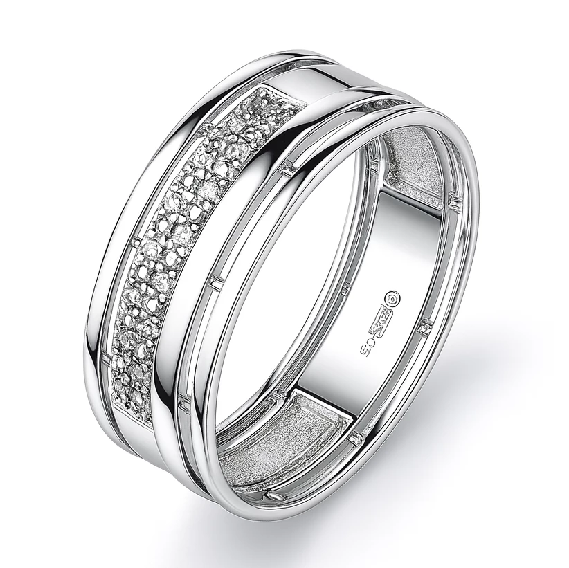 Кольцо с фианитами из серебра 925 пробы