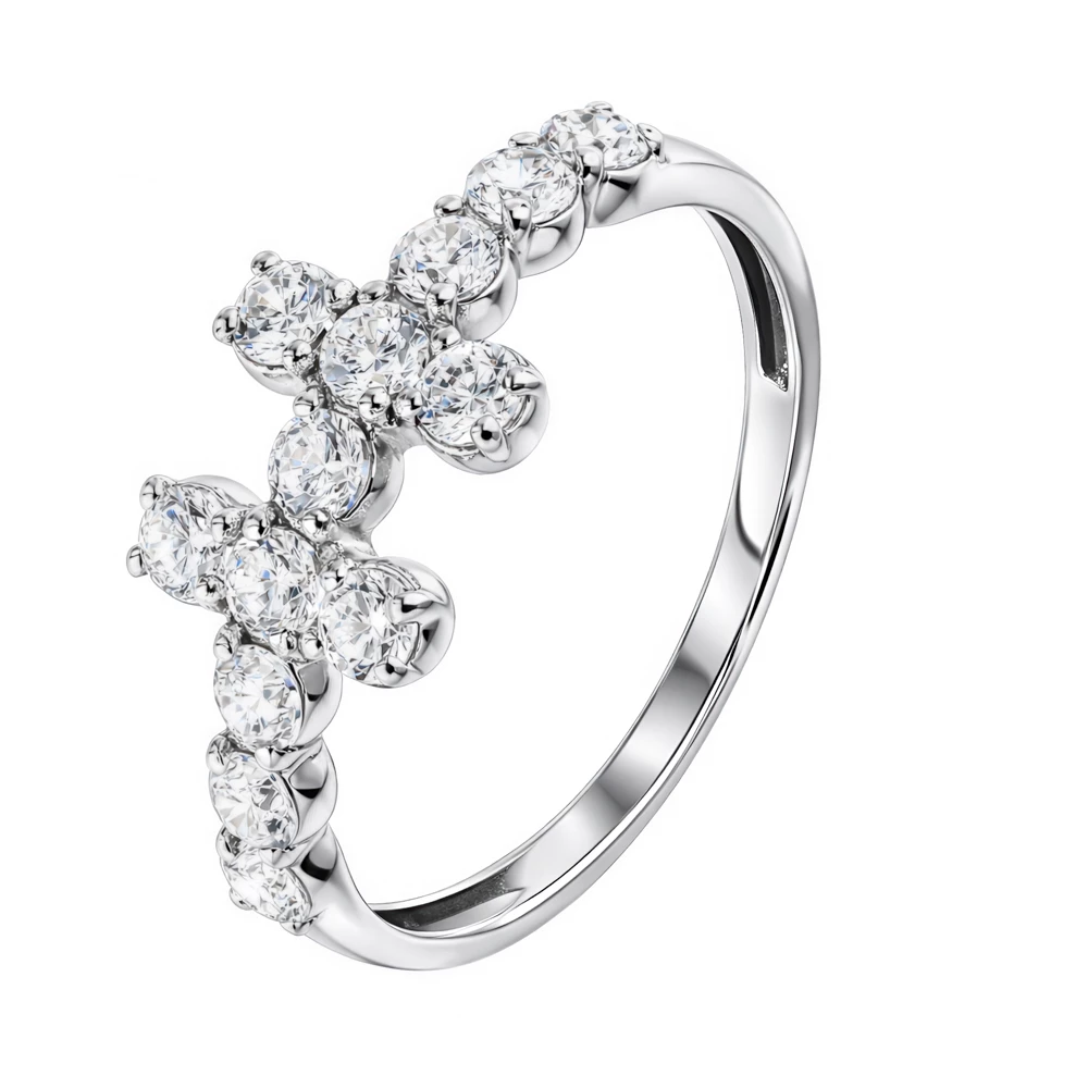 Кольцо с фианитами из серебра 925 пробы