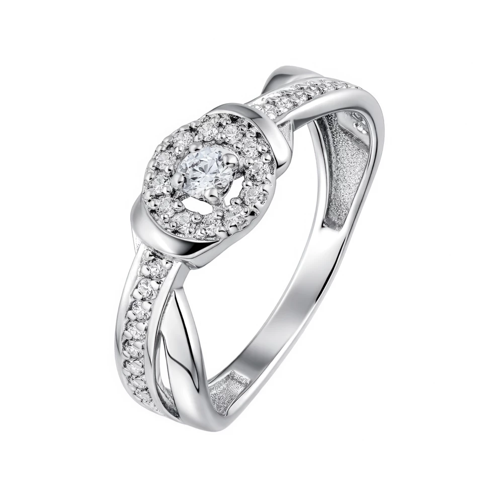 Кольцо с фианитами из серебра 925 пробы