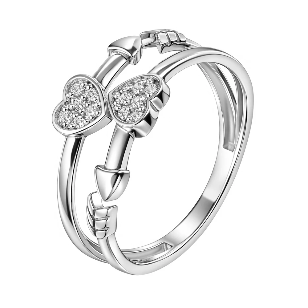 Кольцо с фианитами из серебра 925 пробы