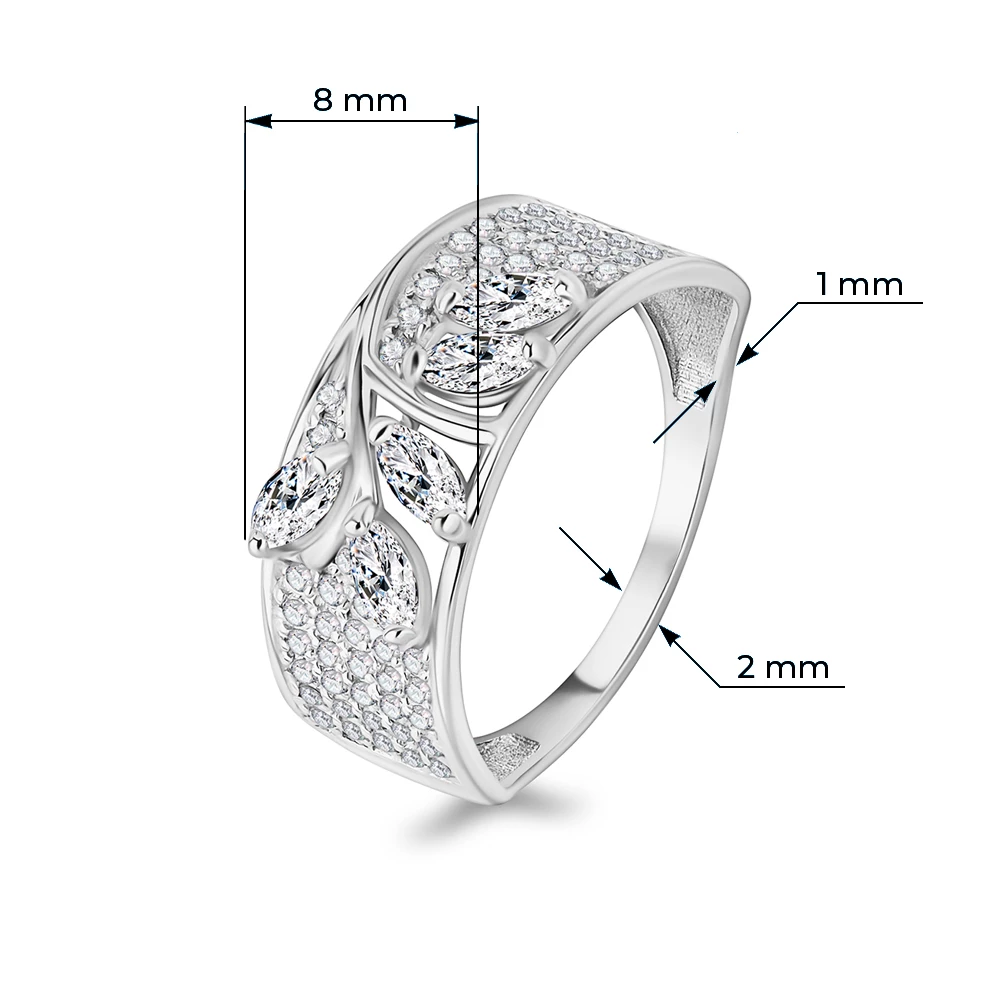 Кольцо с фианитами из серебра 925 пробы