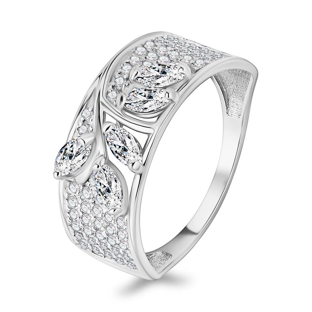 Кольцо с фианитами из серебра 925 пробы