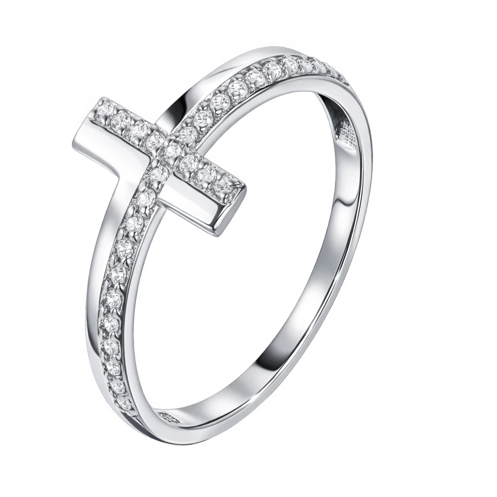 Кольцо с фианитами из серебра 925 пробы