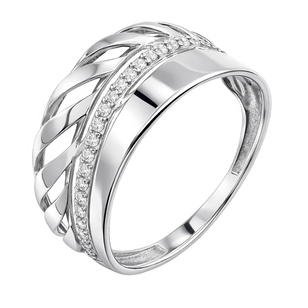 Кольцо с фианитами из серебра 925 пробы