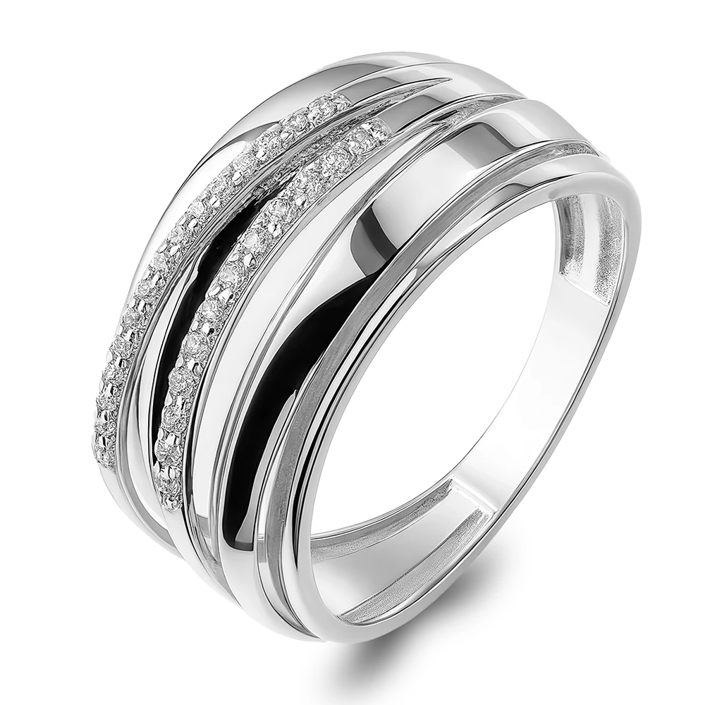 Кольцо с фианитами из серебра 925 пробы