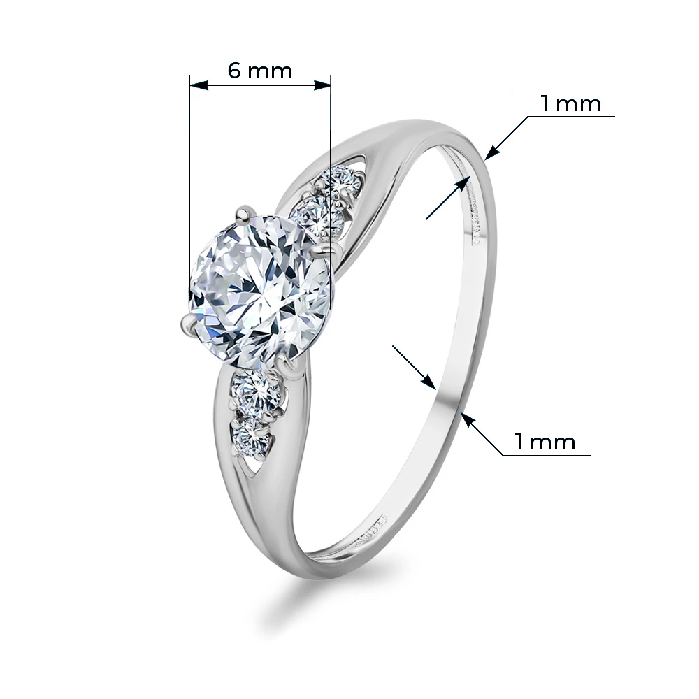 Кольцо с фианитами из серебра 925 пробы