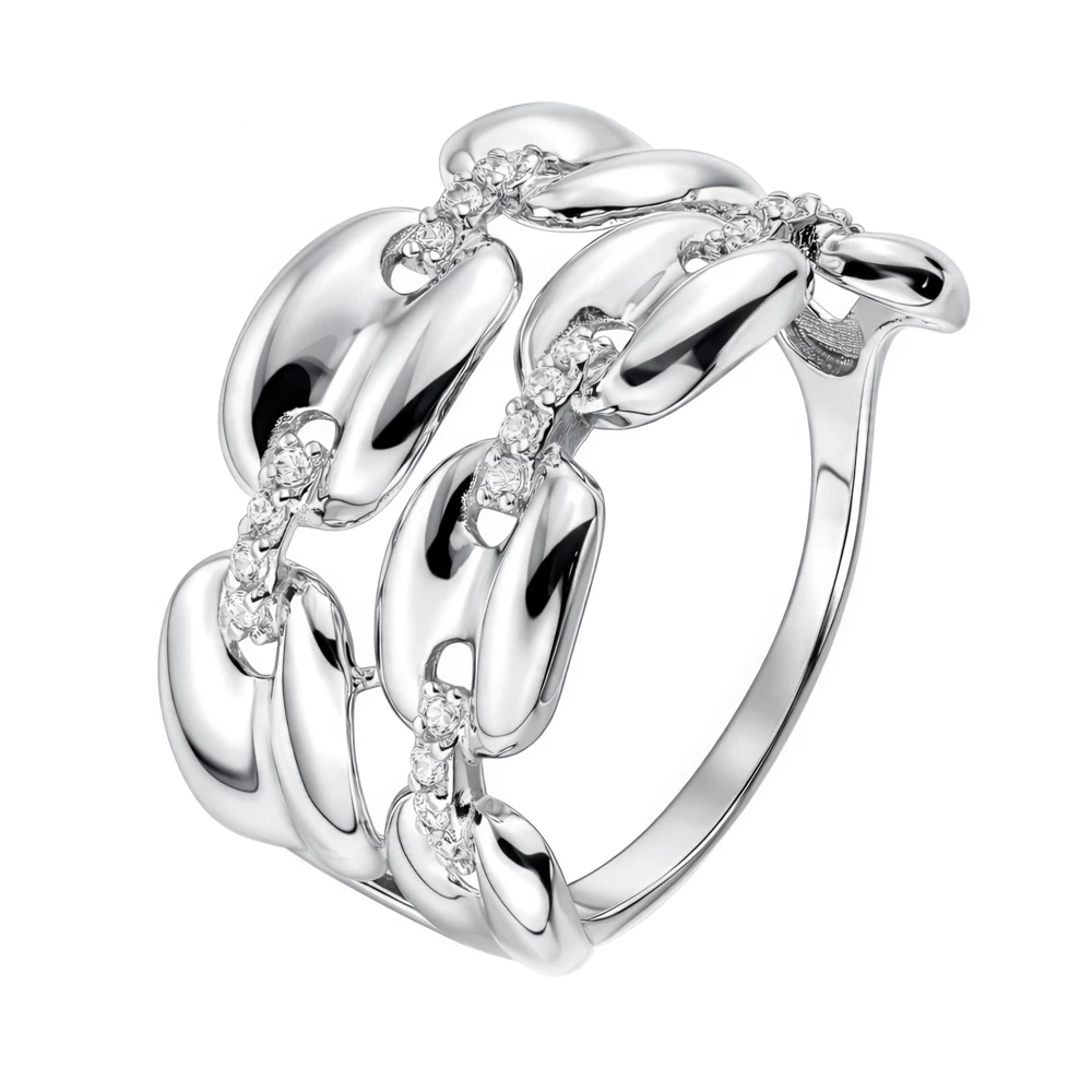 Кольцо с фианитами из серебра 925 пробы