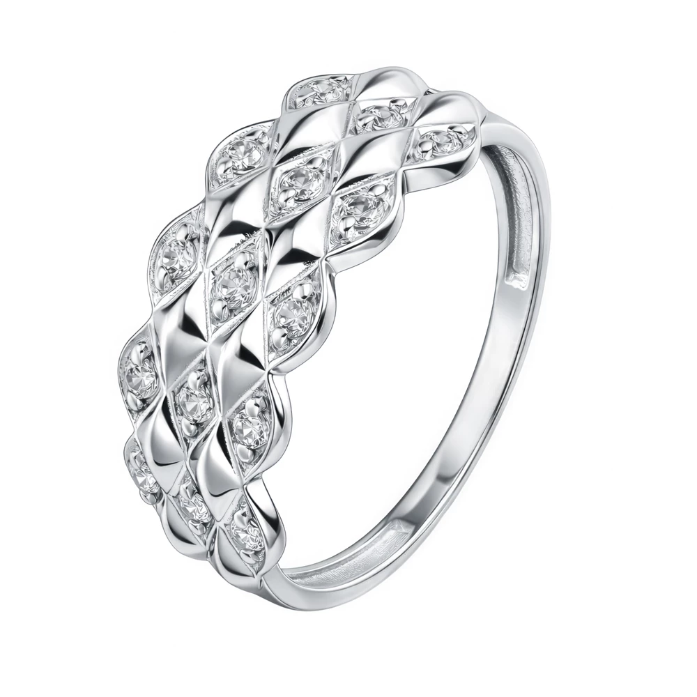 Кольцо с фианитами из серебра 925 пробы