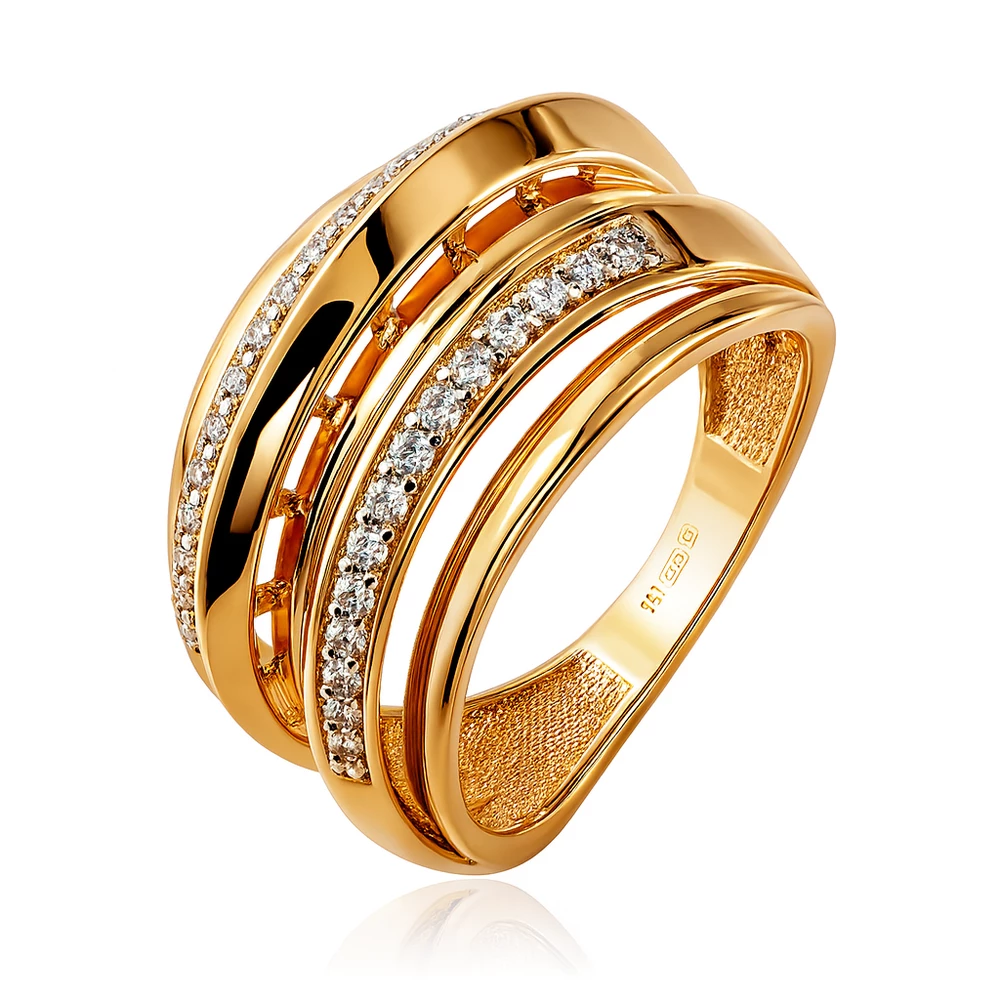 Кольцо с фианитами из серебра 925 пробы