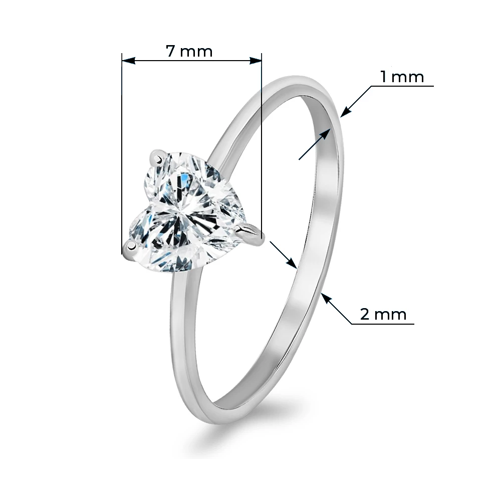 Кольцо с фианитом из серебра 925 пробы